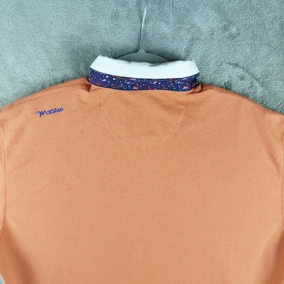 Maceoo Mozart Solid Coral Pique Polo Shirt Mens Size Large Short Sleeve - Picture 8 of 14